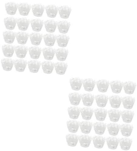 Garneck 50 Stück Muffinverpackung aus Spitze Cupcake-Förmchen -Geschenkpapier Mini Hochzeitspapier hochzeitsdeko hochzeits dekoration Kuchenhüllen aushöhlen Backpapier Nachtisch Weiß