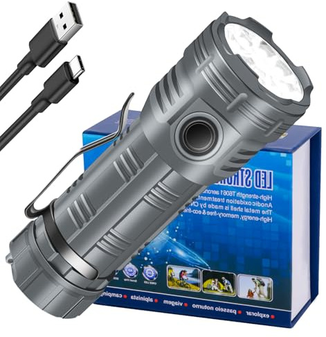 YANGTAI Linternas LED Alta Potencia, 50000 Lúmenes Linterna LED Recargable, 8 Modos de Brillo Táctica Militar Linterna Largo Alcance, Impermeable Flashlight para Emergencias Camping