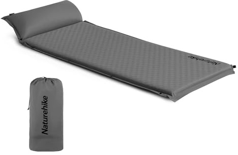 Naturehike Camping Aufblasbare Isomatte Camping-Luftmatratze, Selbstaufblasende Schlafmatten Outdoor Leichte für Rucksackreisen Autoreisen und Wandern - 6 cm Hoch (Grey)