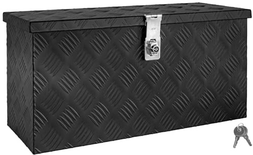 Trucky Truckbox Aluminium Abschließbar Deichselbox Alu Kiste Anhängerbox | Modell Toolbox-1, 60x25x30cm, Schwarz, Robustes Riffelblech, Auto, Hobby, Werkstatt