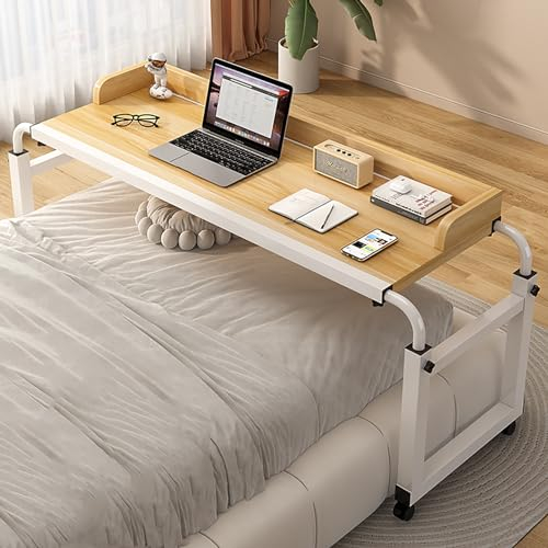 Betttisch, Überbetttisch mit Rollen, Überbetttisch mit Rollen, Überbetttisch mit Rollen, Höhenverstellbarer höhenverstellbarer mobiler Tisch, funktioniert als Laptopwagen, Computertisch, Bet