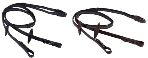 NETPROSHOP Anti-Rutsch Zügel mit Gummierung und Lederstegen für Shetty/Pony ca. 2,2 m lang schwarz, Groesse:Mini Shetty, Farbe:Dunkelbraun