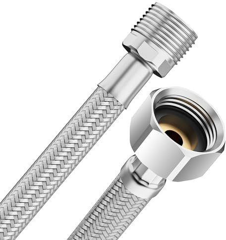 YUANNY Tubo flessibile 1/2 IG x 1/2 AG, tubo di collegamento, 100 cm, tubo di collegamento, tubo flessibile per rubinetto, valvola angolare, lavandino, cucina, bagno, WC