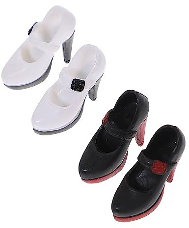 BESTonZON Miniatur High Heels Puppenschuhe Mädchen Spielzeug 2 Paare Hautfreundlich Langlebig Foto Requisiten