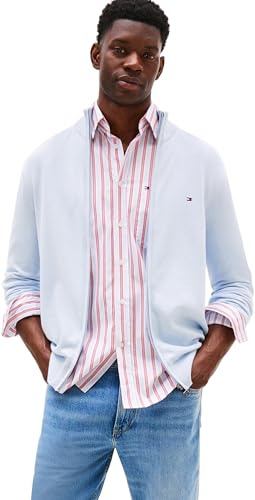Tommy Hilfiger Pull avec Fermeture Éclair Homme Essential Cotton Zip Thru Col Montant, Bleu (Breezy Blue), XXL