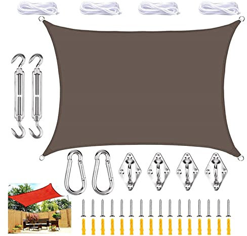 Rectangular Shade Sail 2m x 4m with Fixing Kit Outdoor Awnings for Garden/Lawn/Swimming/Pool/Beach UV Blocking Sun Shade Sail