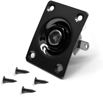MAXCHEER 1/4 Square Guitar Jack 6.35mm/1.13in Output Input Plug Socket for Mono Electric Guitar (Black-square)