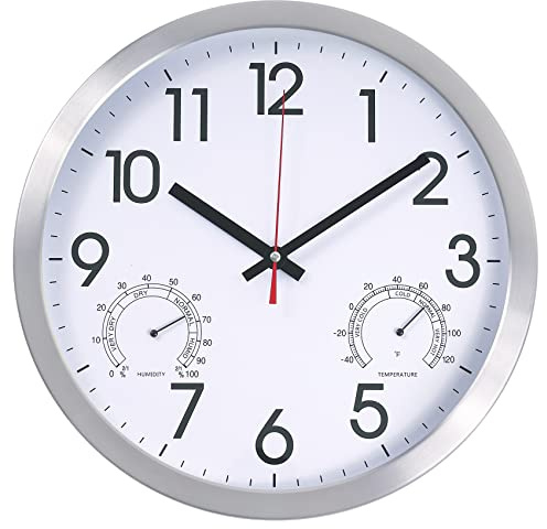 Vigorwise 14Inch Wall Clock Battery Operated Aluminum Frame Wall Clocks