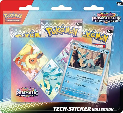 Pokémon-Sammelkartenspiel Tech-Sticker-Kollektion Karmesin & Purpur – Prismatische Entwicklungen: Glaziola (1 holografische Promokarte & 3 Boosterpacks)