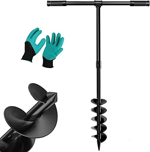 Handbohrer, Erdbohrer für Pfostenlöcher, T-förmiger 32 x 4 Zoll großer Garten-Bohrer, Spiralbohrer mit rutschfestem Griff, handbetriebener Erdbohrer zum Pflanzen von Blumenzwiebeln, Baumsetzlingen u