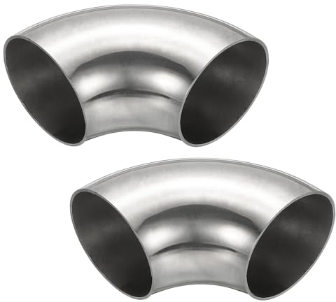 PATIKIL 2Pz 90 Gradi Gomito di Scarico Raccordi per Tubi 54mm OD | Gomito di Scarico in Acciaio, Connettore per Tubi Acciaio Inossidabile 304, per Tubazione Corrimano Scale HVAC