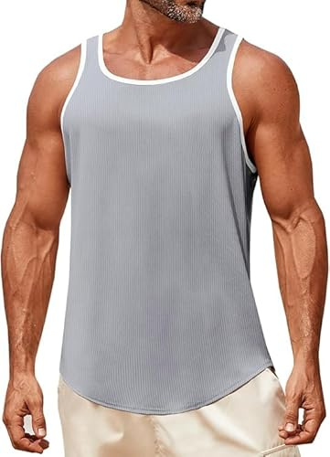 Runcati Camiseta de tirantes para hombre, sin mangas, musculosa, para gimnasio, fitness, camiseta funcional, de entrenamiento, camiseta interior, camiseta de hombros, para hombres, camiseta de verano