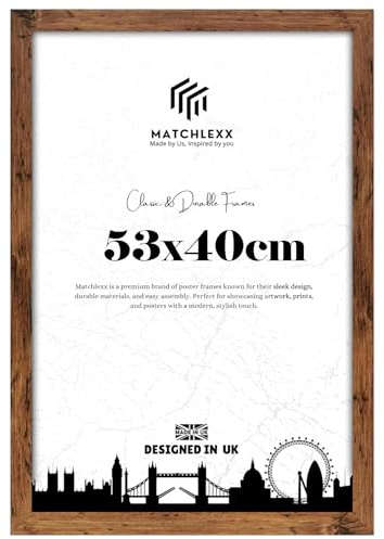 MatchLexx Modern Rustic 53x40 cm Poster Frames | Mdf Wooden Shatter-Proof Styrene Portrait & Landscape | Jigsaw Puzzle Photo Movie Frame | for Home Office & Livingroom