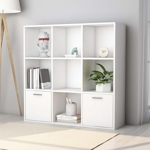 Eleganz Estantería blanca 98 x 30 x 98 cm de material de madera – Moderno sistema de estanterías para salón y oficina – solución de almacenamiento estable y que ahorra espacio