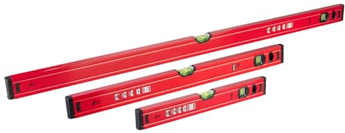 AGT Alu-Wasserwaage: 3-teiliges Wasserwaagen-Set, Aluminium, 40 cm, 60 cm und 100 cm (Bau-Wasserwaage, präzise, Mini)