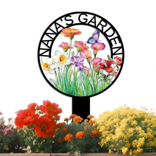 Custom Garden Sign with Name,Personalised Colorful Flowers Yard Stake for Outside,Garden Signs Decorative Outdoor,Housewarming Gift style-6