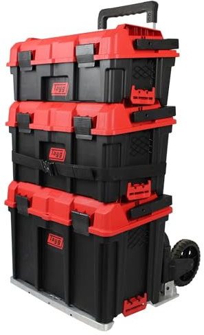 Tayg Caisse à outils avec roulettes - Atelier modulaire, chariot à outils, système modulaire empilable, chariot à outils vide, fermetures métalliques, poignée de sécurité, 500 x 390 x 770 mm