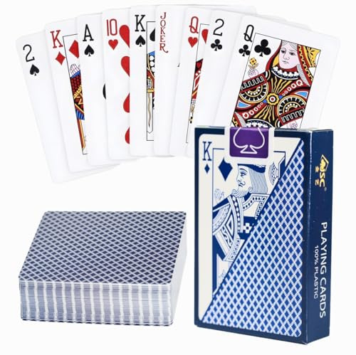 CJMUQHEHH Wasserfeste Plastik Spielkarten Geeignet für Weihnachten, 1 DeckBlau, Ideal für Poker, Doppelkopf, Romme und andere Kartenspiele, Langlebig und Spielstarke Spielkarten