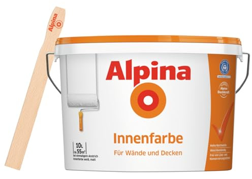 Alpina Innenfarbe Weiß, matt – inkl. gratis Rührholz – 10 Liter