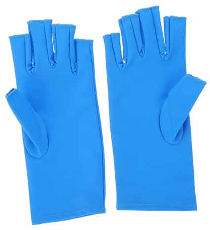 PRETYZOOM Guantes sin Dedos Anti-Uv para Manicura Protección contra Rayos Uv, Material Spandex Cómodo y Práctico para Salón de Uñas, 1 Par Azul