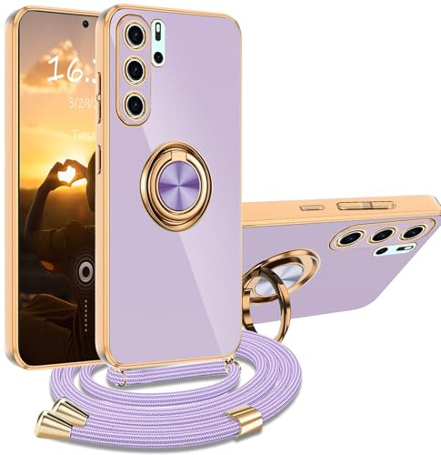 XCYYOO Hülle für Huawei P30 Pro mit Band, Handyhülle Huawei P30 Pro mit Kette Kordel Ständer Kratzfest Silikon Handykette Stoßfeste Schutzhülle,