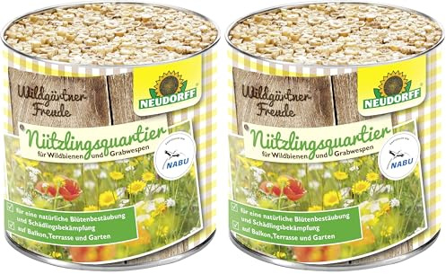 Neudorff Wildgärtner Freude Nützlingsquartier für Wildbienen und Grabwespen speziell für Verschiedene Wildbienen-Arten, 1 Stück (Packung mit 2)