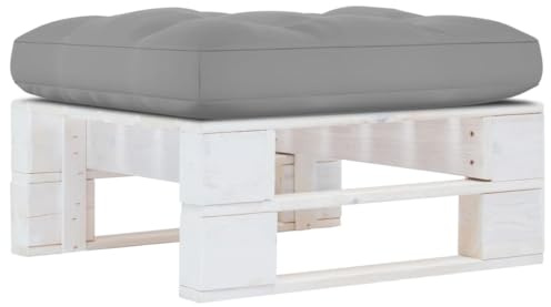 Bucmath Outdoor-Ottomane Palettenhocker, imprägniertes Kiefernholz, Weiß, 60x60x25 cm, Robustes Gartenmöbel, ideal für Terrasse, Balkon, Lounge-Set