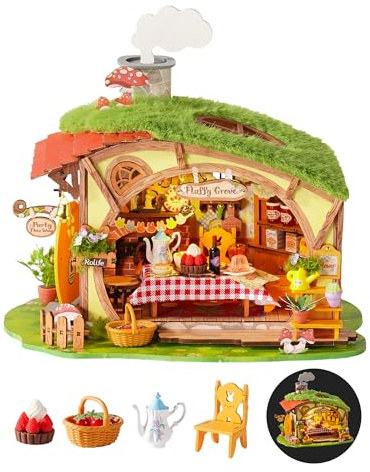 Rolife Holz Puppenhaus Flauschiger Hain Miniaturhaus Bausatz für Erwachsene Modellbausatz Märchen Bastelset für Erwachsene Naturhütte Stressabbau Wohn-Deko Kreative Geschenke zu Weihnachten