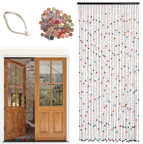 Agrdeed Cortina de perlas de 90 x 190 cm, 38 hebras, bohemia