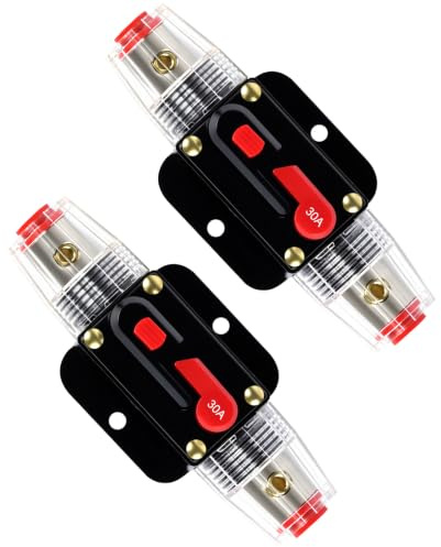 AOOSU 30A Auto Sicherungsautomat, 2PCS 12V-24V DC Schutzschalter mit Manueller Reset, Wasserdicht kfz Leistungsschalter, Auto Sicherungshalter Überlastungsschutz für Auto,Wohnmobile,Busse