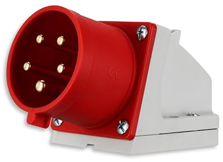 REV Prise Murale CEE, 400 V, 32 A, 5 Broches, 3P + N + PE, IP44, Rouge