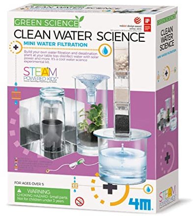4M: Green Science: Clean Water Science - DIY Mini Water Filtration & Desalination Plant Kit, Solar Powered, STEM Experiment Activity, Kids Ages 5+