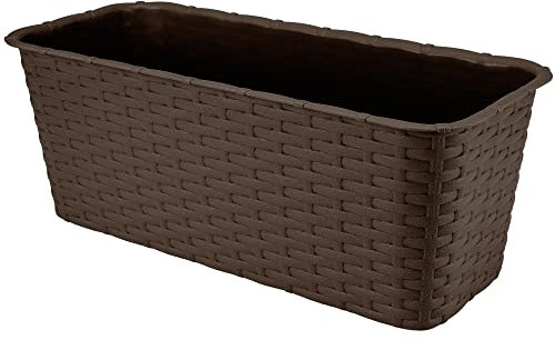 Verdenia 7002 - Vaso per fiori da balcone, leggero, decorativo per piante, per esterni, in plastica, balcone, giardino, in diversi colori, 40 cm, marrone