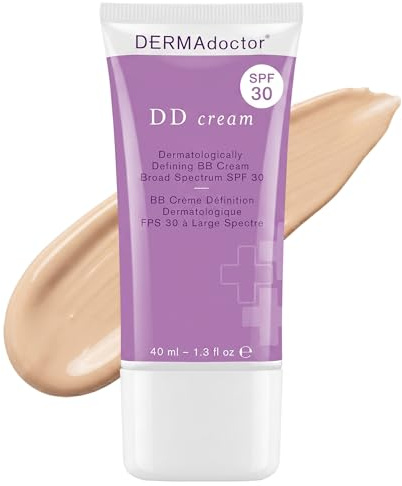 DERMAdoctor Tinted Moisturizer with SPF 30, Mineral DD Cream, Universal Tint Primer, Hydrating Face Moisturizer with SPF, Lightweight Sheer Coverage Broad-Spectrum Zinc Oxide Sunscreen, All Skin Types