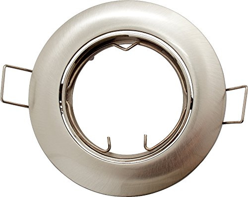 LED- und Halogen- Einbaurahmen schwenkbar gebürstetes Aluminium rund inkl. GU10 Fassung, passt auch für MR16 (GU5,3)