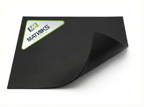MATNIKS Neoprene Rubber Sheet, Heavy Duty, High Grade 60A, Black, 12x12-Inch by 1/16 (+/- 5%) for Plumbing, Gaskets DIY Material, Supports, Leveling, Sealing, Bumpers, Protection, Flooring