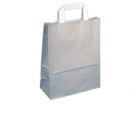 250 Papiertragetaschen Papiertüten Geschenktüten Einkaufstüten Papier Grau Beton mit Flachhenkel weiß 18+8x22cm 70g/m²