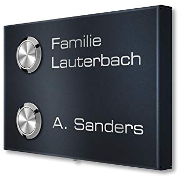 Metzler Funkklingel aus Edelstahl - Kabellos oder kabelgebunden & UV-beständig - hohe Reichweite - Edelstahl Türklingel in Anthrazit (RAL 7016) - Gravur optional (2 Taster)