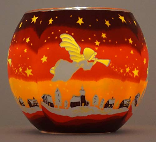 CBK-MS. Leuchtglas Engel Teelicht Windlicht Angel Putte Weihnachten Weihnachtsengel