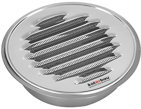 KOTARBAU - Round Ventilation Grille - 130 mm - Stainless Steel – Exhaust Grille with Screw Mount, Insect Protection, Airflow, Louvered