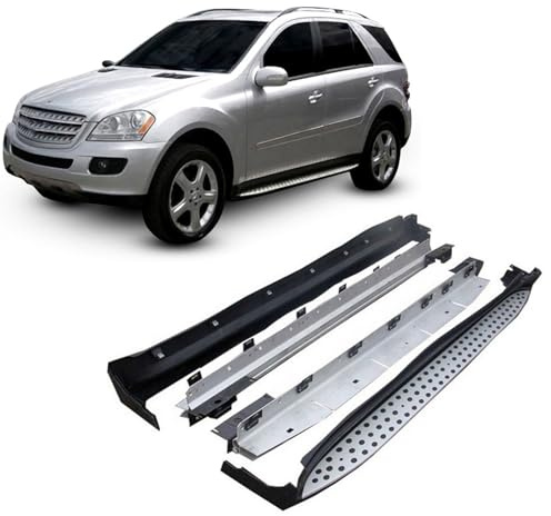 J&J AUTOMOTIVE Pedane Laterali per Mercedes M-Class W164 2005-2011, Sottoporta Minigonne in Alluminio e Plastica ABS, Set Completo con Materiale di Montaggio Incluso