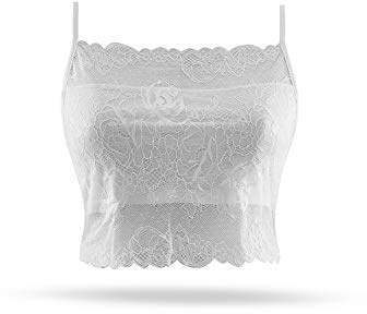 SilRiver Top de seda para mujer de encaje., Blanco, M