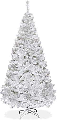 DREAMADE Albero di Natale Artificiale Albero folto in PVC con Supporto in Metallo e Piedi Bianco, Vari Dimensioni (1,8M)