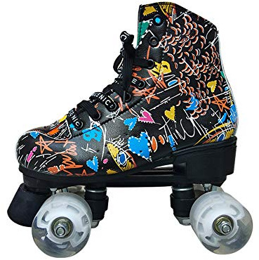 DLLY Rollschuhe Für Kinder,Erwachsene,Roller Skates Lumineszierend,Für Männer Und Frauen,Geschenke,Sport Im Innen- Und Außenbereich,rutschfeste,Verschleißfeste Skating-Schuhe,Schwarz,40