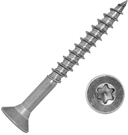Spanplattenschrauben mit Senkkopf und Innensechsrund (ISR) 3,5x35/21 mm aus Edelstahl A2 (100 Stück) | Holzschrauben - Universalschrauben - Schrauben von MESAROS®