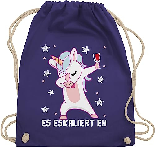 Turnbeutel Rucksack - & Alkohol Damen - Es eskaliert eh Festival Saufi Party Malle lustig I Party Einhorn Dabbing - Unisize - Lila - einhornrucksack saufrucksack sauf wein beutel saufen geschenke