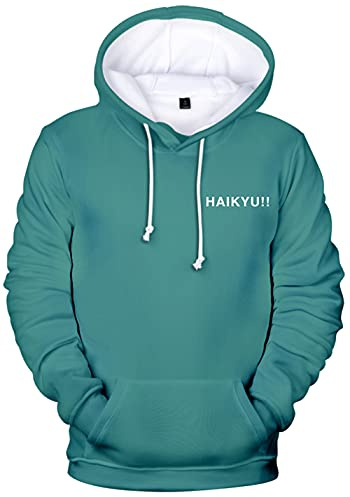 YIMIAO Unisex 3D Printed Haikyuu Manga Anime Karasuno High School Hoodie Volleyball Junior Kapuzenpullover Outwear Herren Damen Frau Teenager Pullover(4XL)