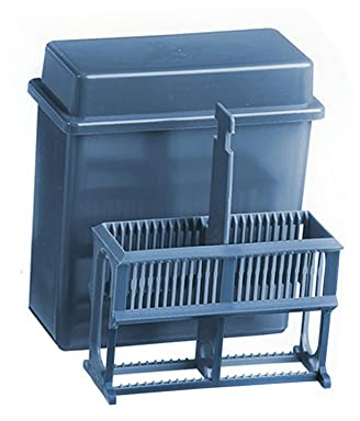 Kunststoff-Objektträger-Träger und Färbe behälter Mikroskop gleitet Flecken gestell Labor-Mikroskop-Schieber halter mit Kunststoff bedecktem PP-Färbe gestell für 24 Slots Glas rutsche (grau)