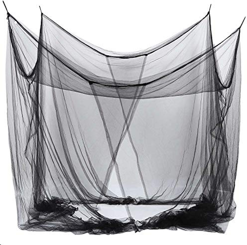 4- Bett Canopy Mueckennetz Fuer Queen/Size Bett 190 * 210 * 240cm (schwarz)