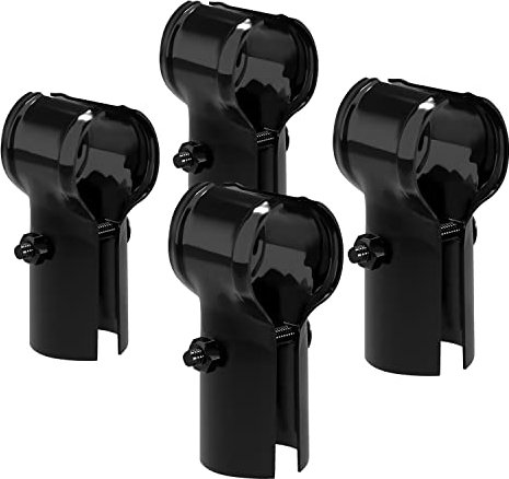 VIVIDA 1-5/8 End Rail Clamps, Black Chain Link Fence Fittings, 1-5/8 Inch Panel Pipe T Connectors, 4 PCS